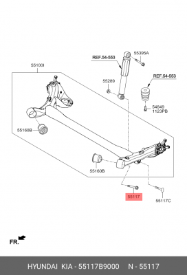 Hyundai Solaris 17-/Kia Rio 17- болт сайлентблока задней балки 55117B9000 HYUNDAI KIA