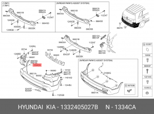 Hyundai Getz клипса бампера 1332405027B HYUNDAI KIA