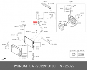 Hyundai Solaris\Rio Тройник системы охлаждения (крышки радиатора) 253291J100 HYUNDAI KIA