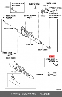 Toyota LC 90 Наконечник рулевой левый 45047-39215 TOYOTA