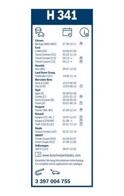 340мм Hyundai Getz Шетка стеклоочистителя (задняя) 3 397 004 755 BOSCH