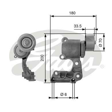 Toyota дв. 2GR-FE натяжитель приводного ремня ( ВНИМАНИЕ без ролика) T38410 GATES