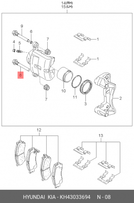 Kia Spectra направляющая суппорта ниж.без проточки KH43033694 HYUNDAI KIA