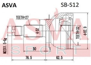 Subaru Forester SH ШРУС наружный 32x52x27 SB-S12 ASVA