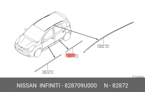 Nissan Note 06- молдинг задней правой двери наружный 82870-9U000 NISSAN INFINITI