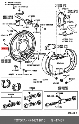 TOYOTA Rav 4 12- шпилька заднего барабана 47447-11010 TOYOTA