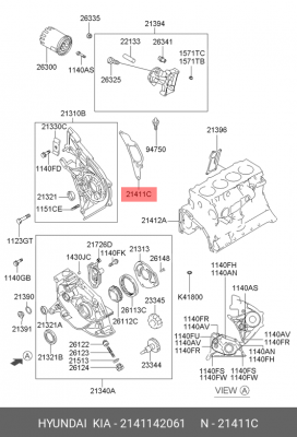 Hyundai D4BH прокладка масляного насоса 2141142061 HYUNDAI KIA