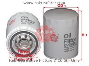 Hyundai Porter/Terracan/Galloper/H1 00-06/Bongo D4BH/BF Фильтр маслян. C2906 SAKURA
