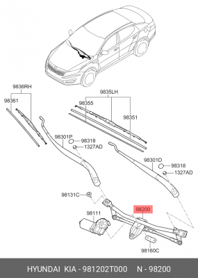 ТРАПЕЦИЯ СТЕКЛООЧИСТИТЕЛЯ 981202T000 HYUNDAI KIA