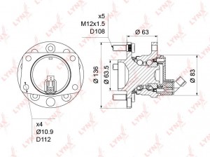 Ford Mondeo III 00-07 ступица задняя WH-1226 LYNXAUTO