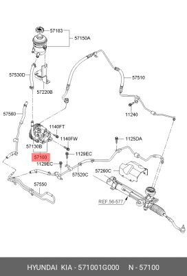 Kia Rio 05 Насос ГУР в сборе 571001G000 HYUNDAI KIA