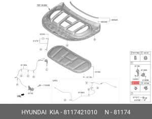 Hyundai Elantra 00-06/Cerato 04-08 Фиксатор штанги капота 8117421010 HYUNDAI KIA