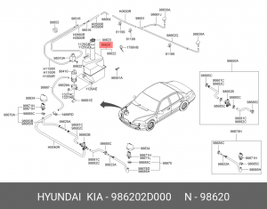 Hyundai ELANTRA c 00 БАЧОК ОМЫВАТЕЛЯ HNELA04-511 986202D000 HYUNDAI KIA