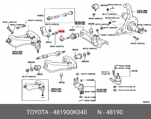 Toyota Hilux болта сход развала переднего рычага передний 48190-0K040 TOYOTA