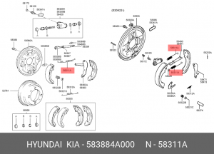 Hyundai Porter Тагаз Пружина задних колодок 583884A000 HYUNDAI KIA