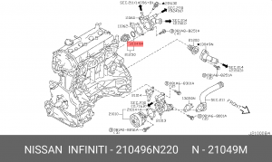 Nissan Serena прокладка термостата 21049-6N220 NISSAN INFINITI