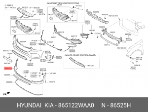 HYUNDAI Santa FE 12- Наклдака переднего бампера (текстурная) 865122WAA0 HYUNDAI KIA