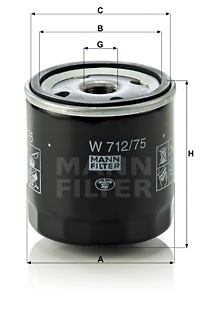 Daewoo Nexia/Lanos/Lacetti/Espero/Aveo 1,4 F14D3/Cruze 1.6 (109л.с) фильтр масля W712/75 MANN FILTER