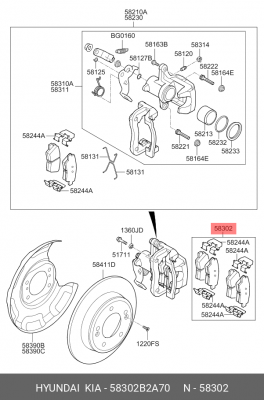 Kia Soul 16-19 - колодки задние 58302B2A70 HYUNDAI KIA