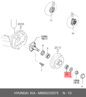 Kia Avella Подшипник задней ступицы внешний KKY0133075 MB00233075 HYUNDAI KIA
