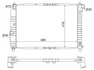 Chevrolet Aveo 1.2 8кл( 72 л.с) /1.4 8кл(82л.с). MТ Радиатор охлаждения SGDW000712MT SAT