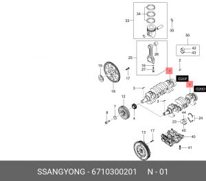 Ssangyoung Actyon New 2.0DT коленвал 6710300201 SSANG YONG
