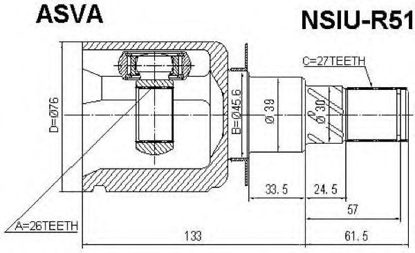 Nissan Pathfinder R51 05- ШРУС внутренний л=п NSIU-R51 ASVA
