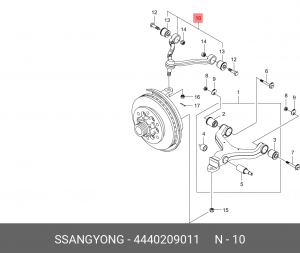 SS Actyon 04-10/Kyron/Rexton 07- рычаг передней подвески верхний пр 4440209011 SSANG YONG