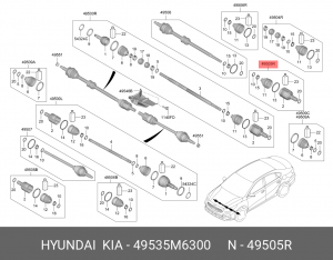 ШРУС В СБОРЕ 49535M6300 HYUNDAI KIA