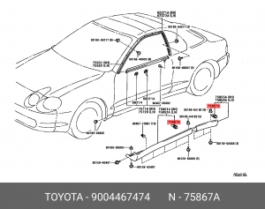 Toyota Passo пистон молдинга порога 90044-67474 TOYOTA