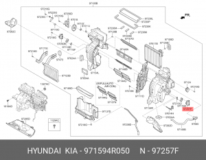 ПРИВОД ЗАСЛОНКИ ОТОПИТЕЛЯ САЛОНА, 10ВТ 971594R050 HYUNDAI KIA
