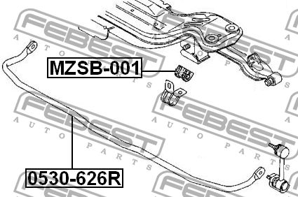 Mazda 626 GE 1991-1997 задний стабилизатор 0530-626R FEBEST