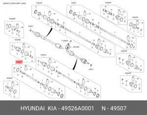 Hyundai Creeta полуось со ШРУСом наружным  левым 49526A0001 HYUNDAI KIA