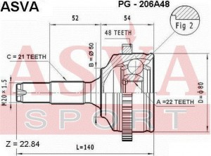 Peugeot 206 ШРУС наружный с АБС 22х50х21 PG-206A48 ASVA