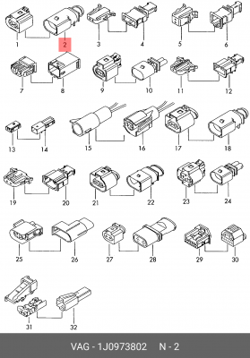 VAG Разъем датчика износа 1J0 973 802 VAG