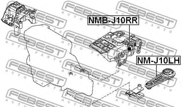 Nissan Qashqai 06-13 опора двс нижняя (гитара) NM-J10LH FEBEST