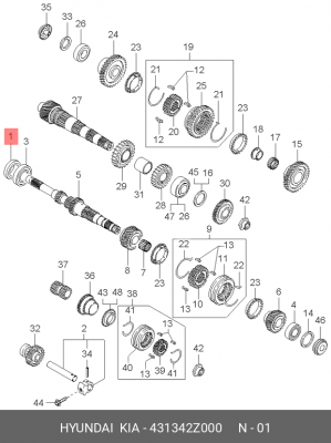Kia Spectra 1.6MT/Rio 1.5DOHC 00-05 сальник первичного вала КПП 39*37*8 431342Z000 HYUNDAI KIA