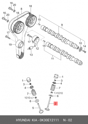 Kia Rio 00-05 1,5 DOHC Клапан Впускной 0K30E12111 HYUNDAI KIA