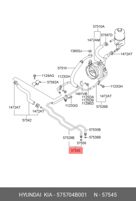 Hyundai Porter Трубка ГУР обратка 575704B001 HYUNDAI KIA