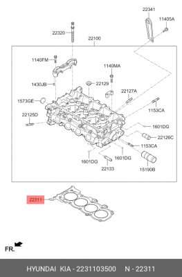 Kia Rio 17 1.4(Kappa)-Hyundai Solaris 17 1.4 - прокладка ГБЦ 2231103500 HYUNDAI KIA