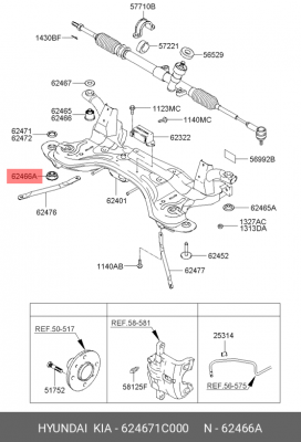Hyundai Getz Сайлентблок подрамника передний 624671C000 HYUNDAI KIA
