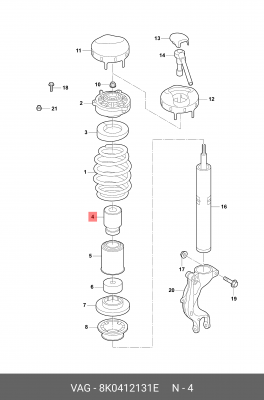 AUDI A4,A5,A6,A7 07- отбойник переднего амортизатора 8K0 412 131 E VAG
