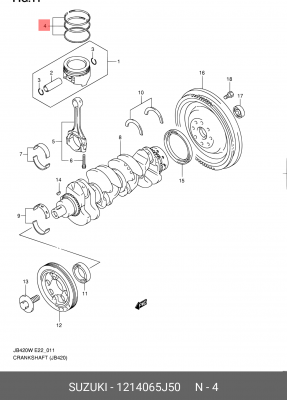 Suzuki GV кольца поршневые стд  ( на 1 поршень) 1214065J50 SUZUKI