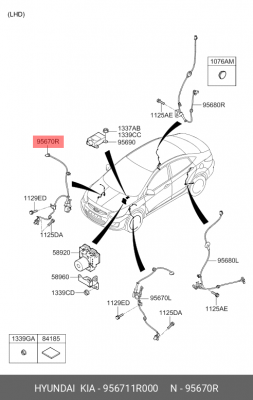 Kia Rio датчик абс передний правый 956711R000 HYUNDAI KIA