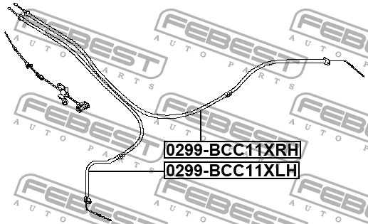 Nissan Tiida Трос стояночного тормоза правый 0299-BCC11XRH FEBEST