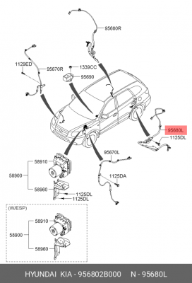 Hyundai Santa Fe Датчик ABS задний левый 956802B000 HYUNDAI KIA