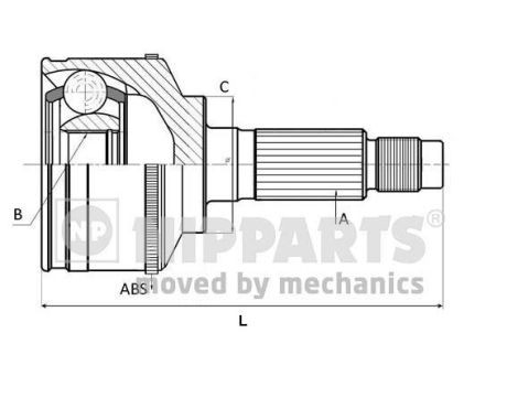 Mitsubishi Space Star ШРУС наружный 25х54х22 под ABS J2825126 H B JAKOPARTS NIPPARTS