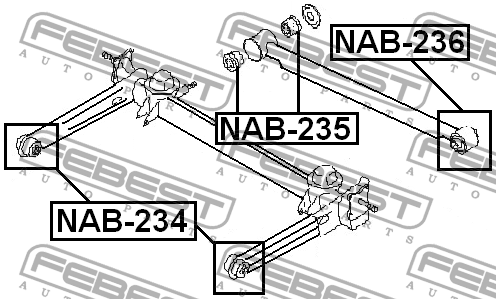 Nissan Expert сайлентблок задней поперечной тяги NAB-236 FEBEST