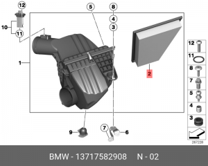 BMW 5 F10 Фильтр воздушный 13 71 7 582 908 BMW