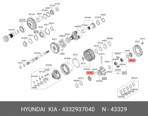 Hyundai/Kia Подшипник дифференцала 2WD все с 06г 4332937040 HYUNDAI KIA